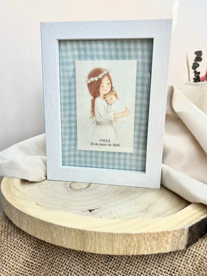 Cuadro "Niña de Primera Comunión” personalizado - Mint