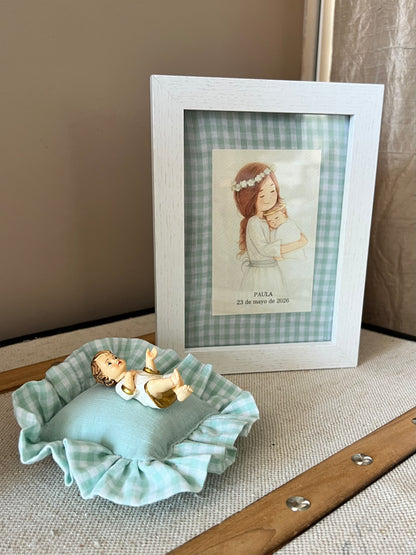 Cuadro "Niña de Primera Comunión” personalizado - Mint