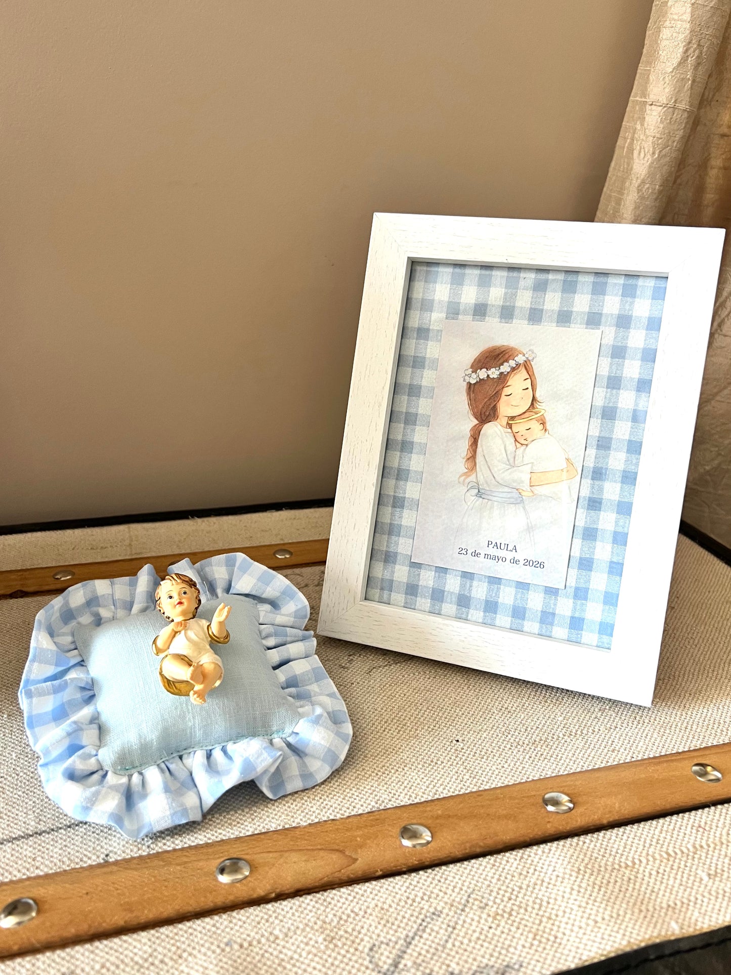 Cuadro "Niña de Primera Comunión” personalizado - Azul