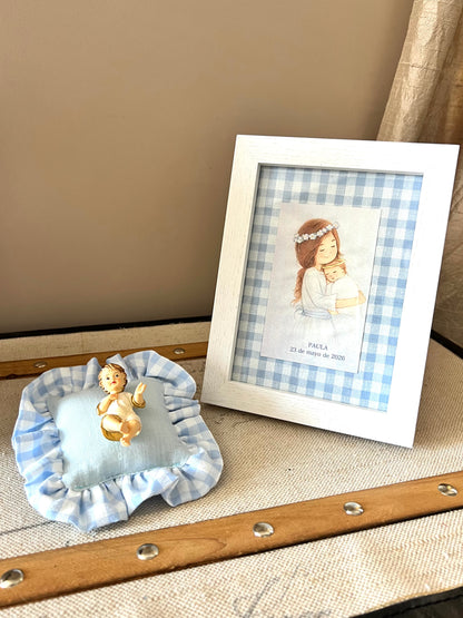Cuadro "Niña de Primera Comunión” personalizado - Azul