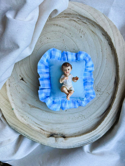 Niño Jesús Almohadita Volante - Emaús Azul Cielo